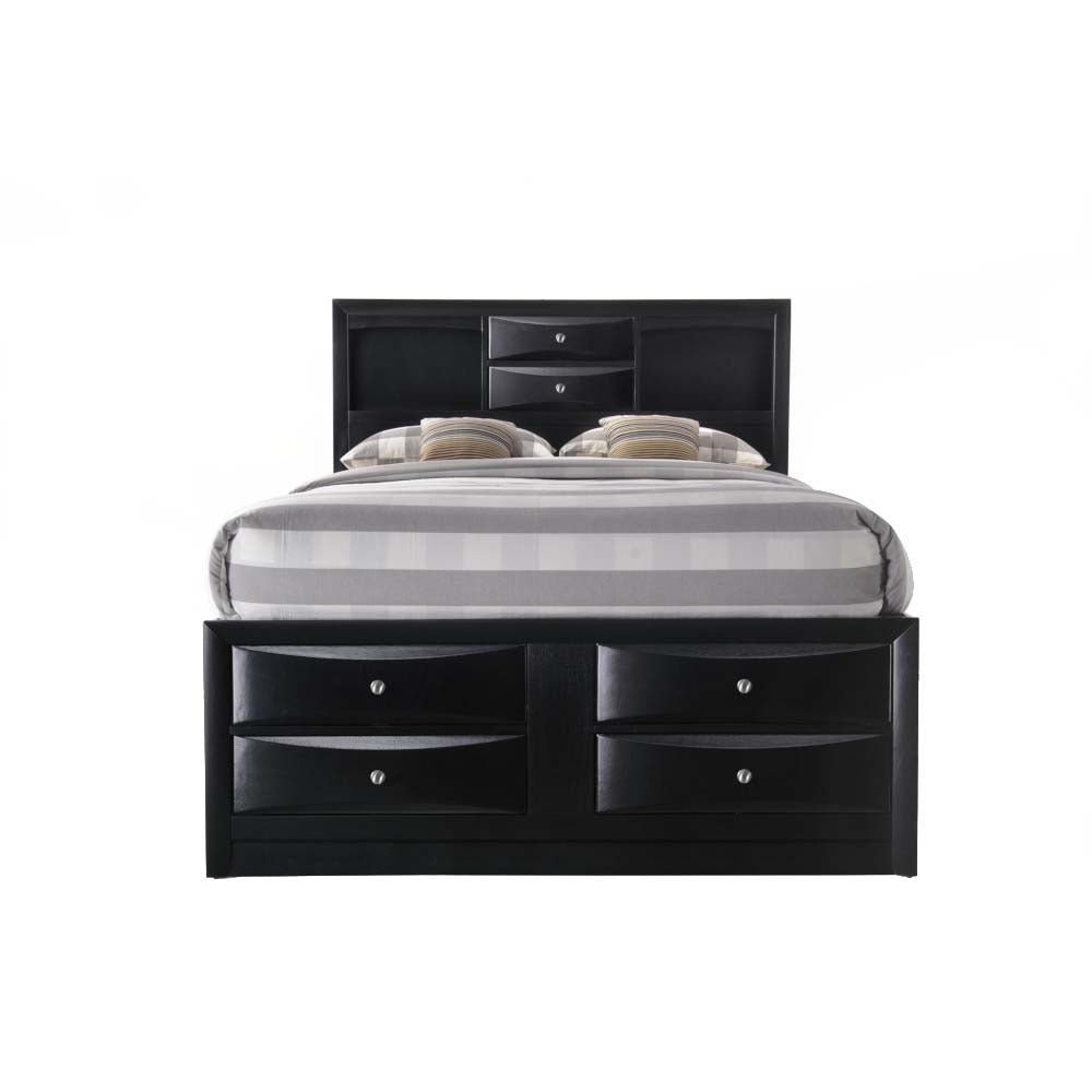 acton queen bed w/storage, black finish