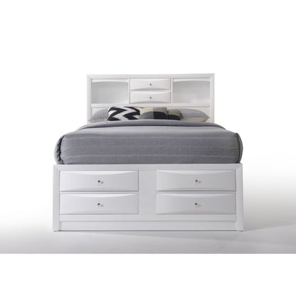 Acton EK Bed W/Storage, White Finish