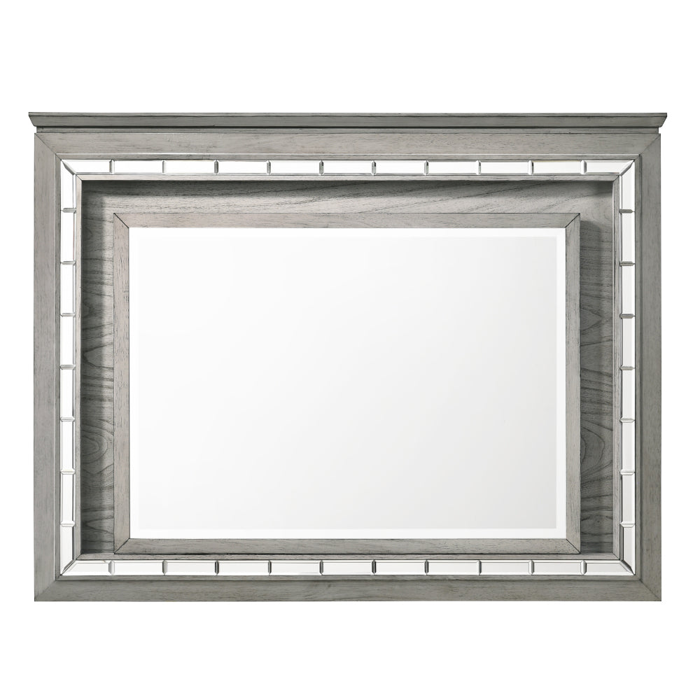 altair mirror w/led, light gray oak finish