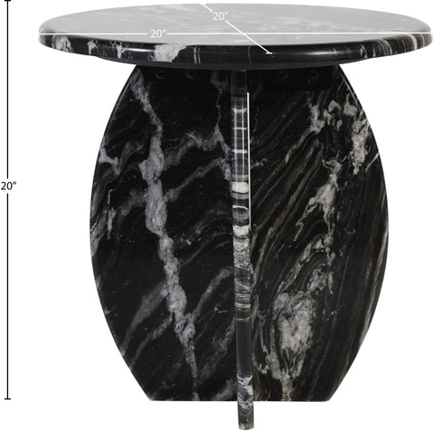Nola Black Genuine Marble End / Side Table, 1 Piece