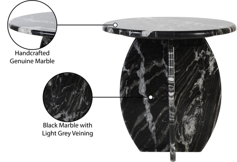 Nola Black Genuine Marble End / Side Table, 1 Piece