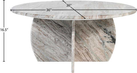 Nola Brown Genuine Marble Coffee Table, 1 Piece