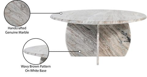 Nola Brown Genuine Marble Coffee Table, 1 Piece