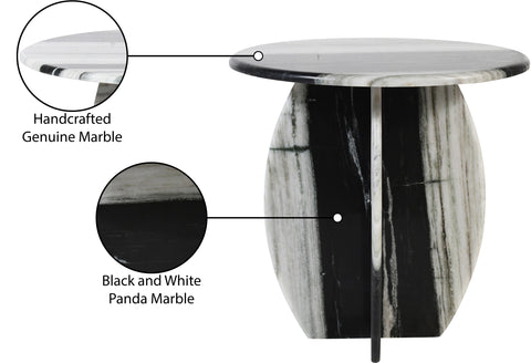 Nola Panda Genuine Marble End / Side Table, 1 Piece