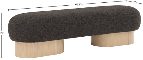 Harlow Brown Boucle Fabric Upholstered Bench, 1 Piece