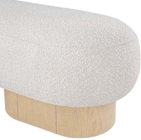 Aiden Cream Boucle Fabric Bench Cream