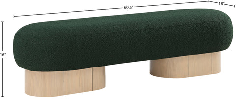Harlow Green Boucle Fabric Upholstered Bench, 1 Piece