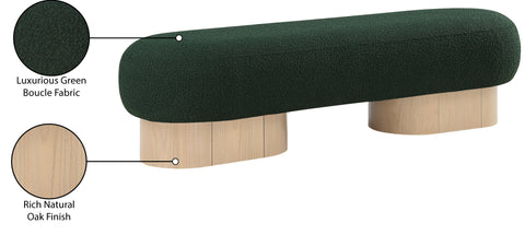 Harlow Green Boucle Fabric Upholstered Bench, 1 Piece