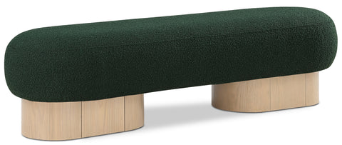 Harlow Green Boucle Fabric Upholstered Bench, 1 Piece