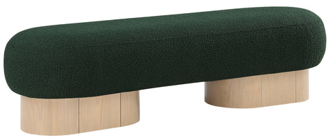 Harlow Green Boucle Fabric Upholstered Bench, 1 Piece