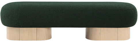 Harlow Green Boucle Fabric Upholstered Bench, 1 Piece