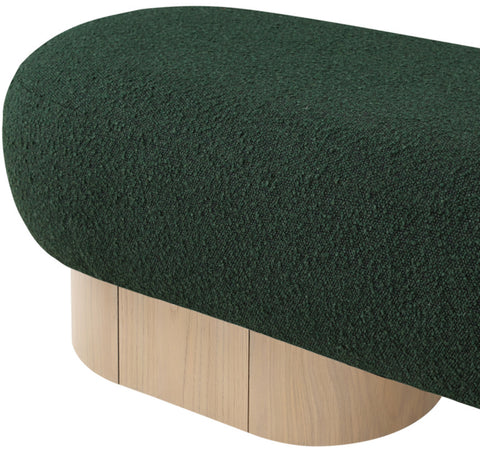 Harlow Green Boucle Fabric Upholstered Bench, 1 Piece