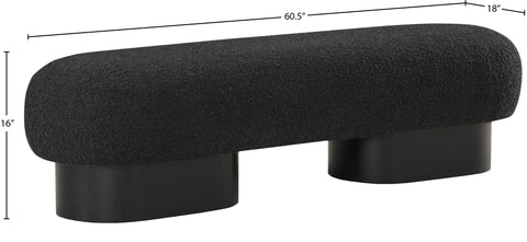Harlow Black Boucle Fabric Upholstered Bench, 1 Piece (Style 2)