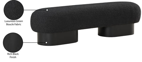 Harlow Black Boucle Fabric Upholstered Bench, 1 Piece (Style 2)