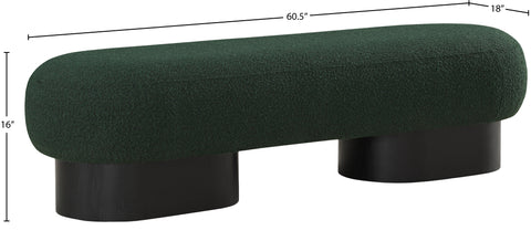 Harlow Green Boucle Fabric Upholstered Bench, 1 Piece (Style 2)