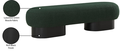 Harlow Green Boucle Fabric Upholstered Bench, 1 Piece (Style 2)