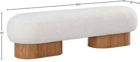 Harlow Cream Boucle Fabric Upholstered Bench, 1 Piece (Style 3)