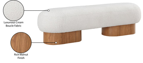 Harlow Cream Boucle Fabric Upholstered Bench, 1 Piece (Style 3)