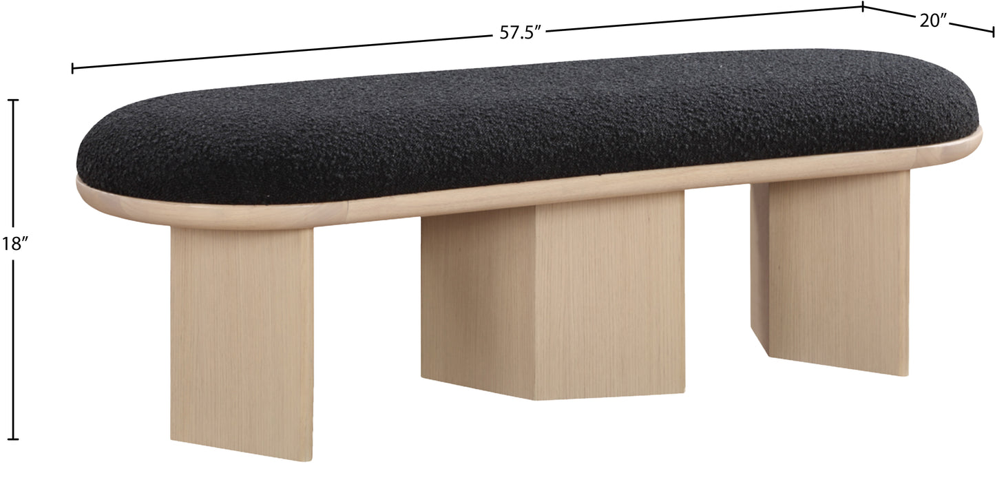 petal black boucle fabric bench