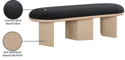 Petal Black Boucle Fabric Bench