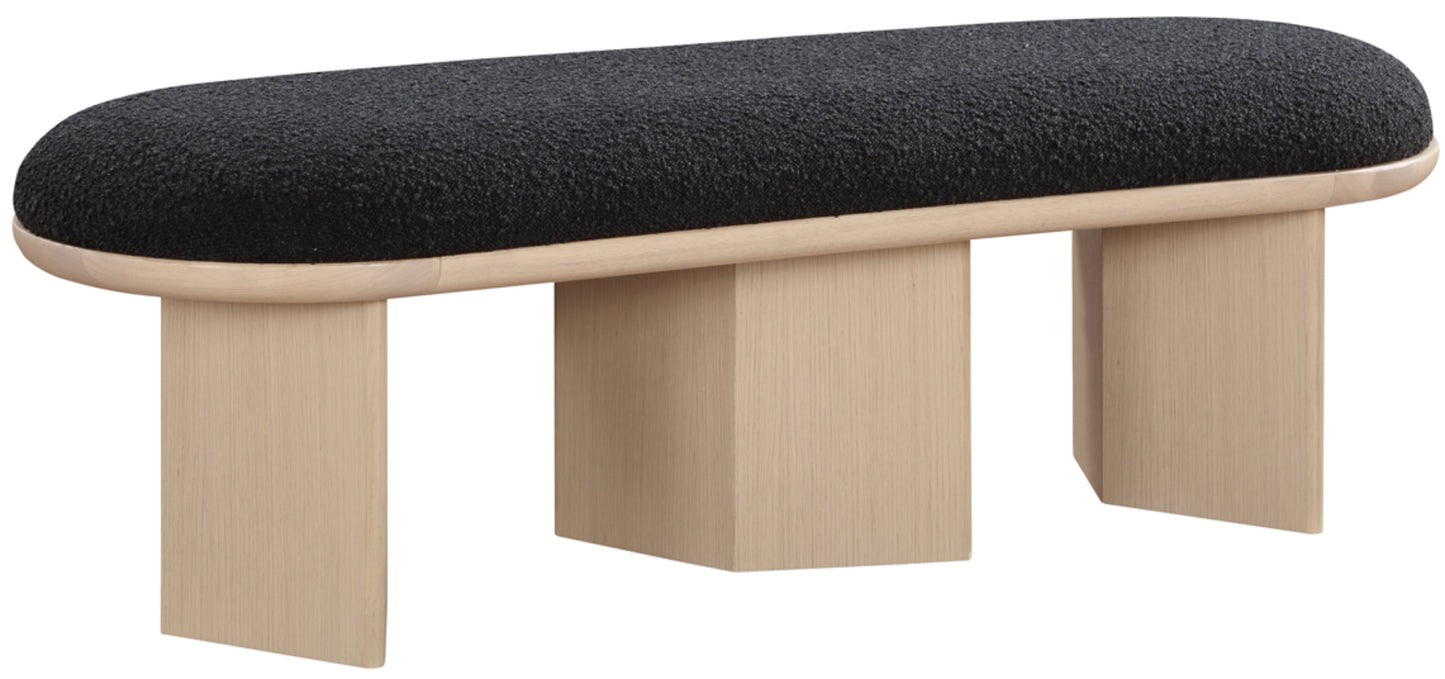 petal black boucle fabric bench