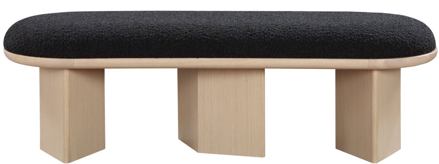 petal black boucle fabric bench