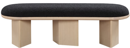 Petal Black Boucle Fabric Bench