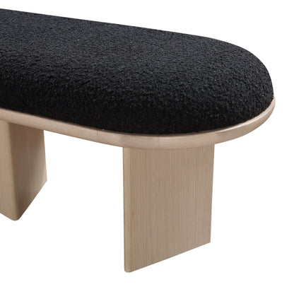 Petal Black Boucle Fabric Bench