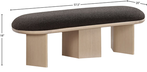 Linden Brown Boucle Fabric Upholstered Bench, 1 Piece