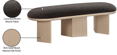 Linden Brown Boucle Fabric Upholstered Bench, 1 Piece