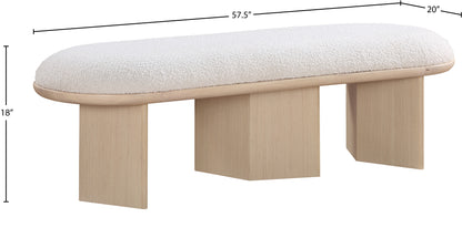 Petal Cream Boucle Fabric Bench