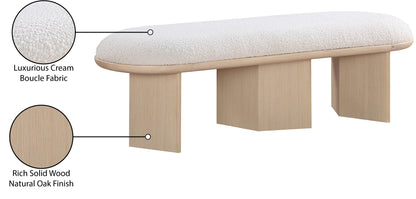 Petal Cream Boucle Fabric Bench