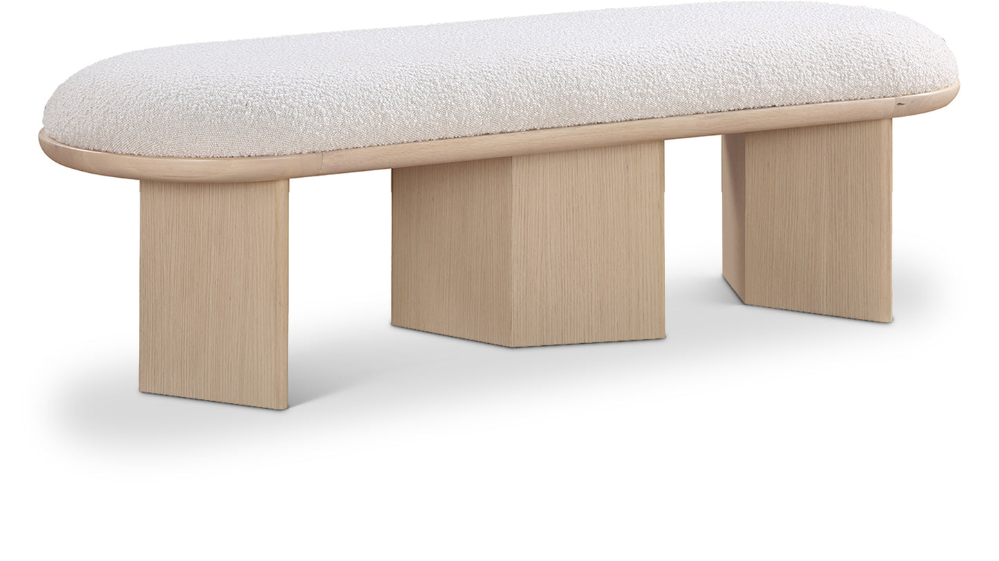 petal cream boucle fabric bench