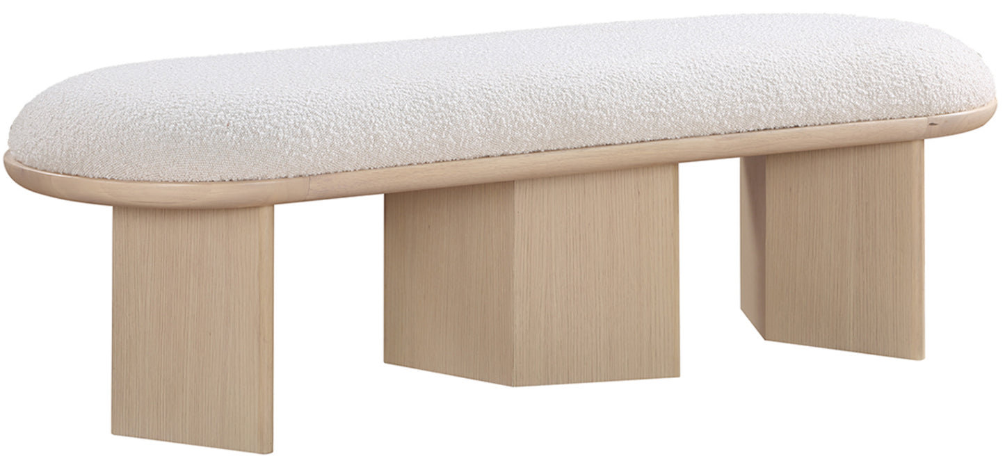 petal cream boucle fabric bench