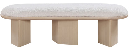 Petal Cream Boucle Fabric Bench