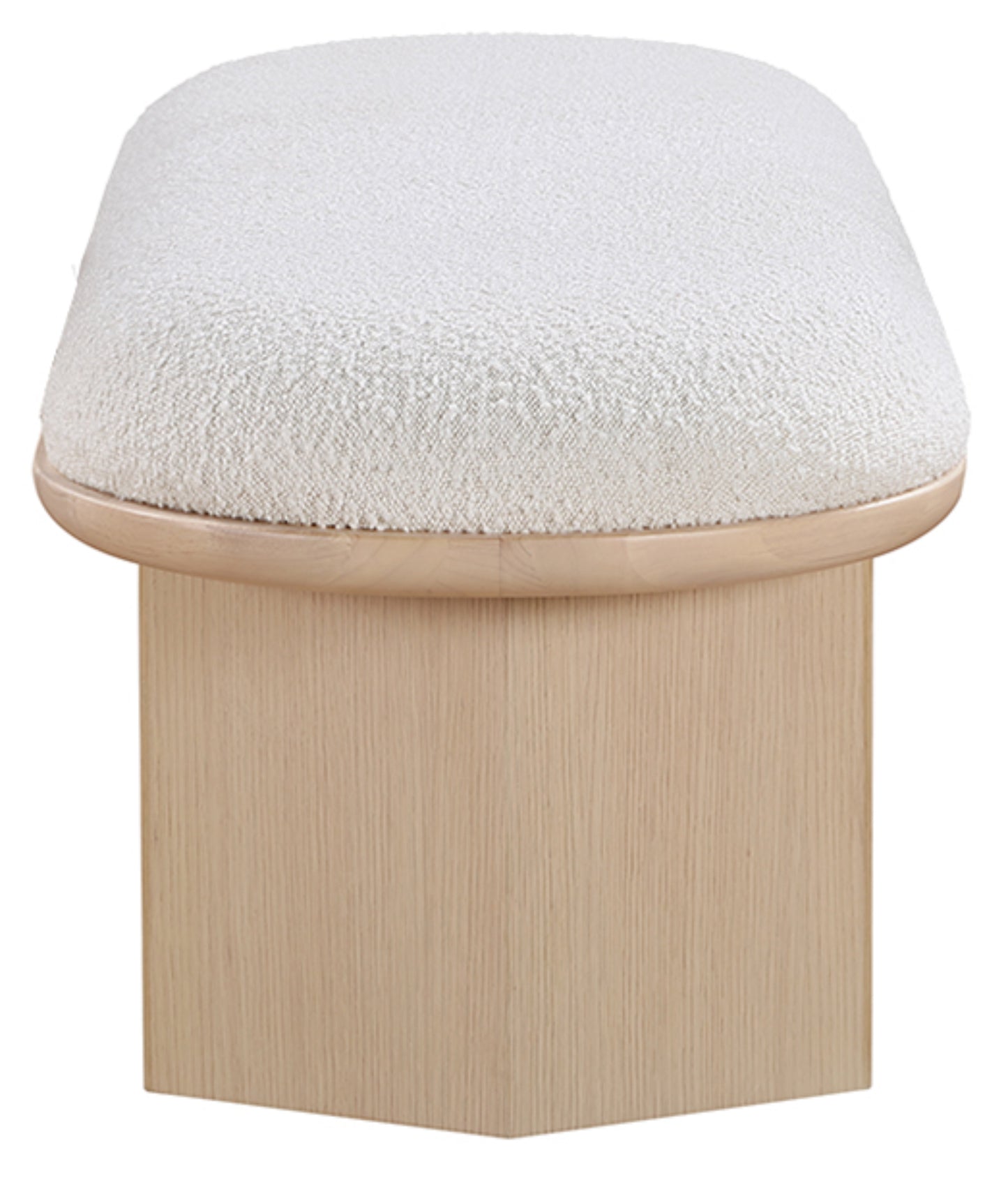 petal cream boucle fabric bench