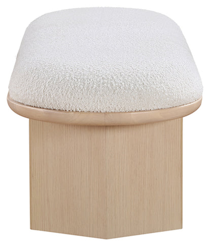 Petal Cream Boucle Fabric Bench