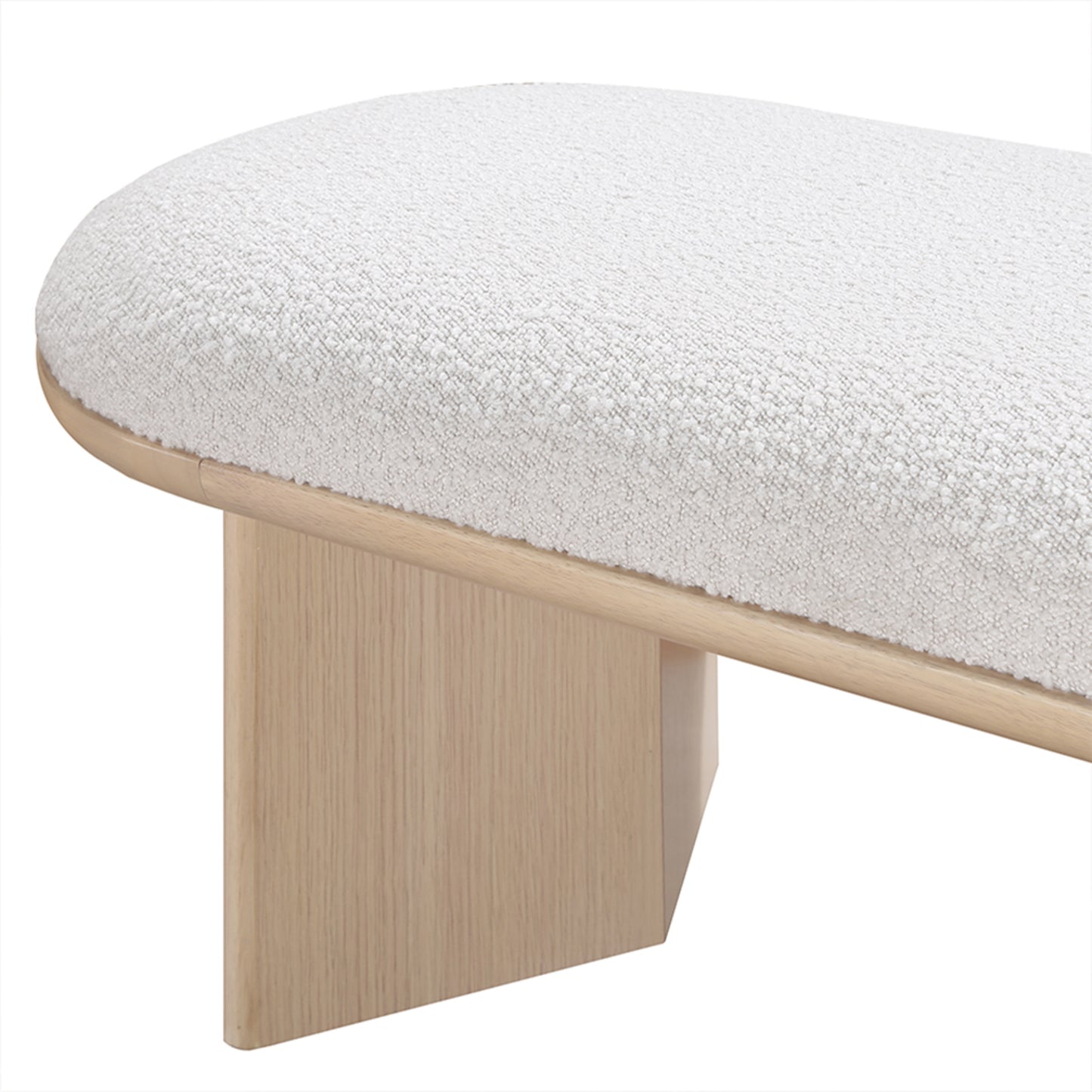 petal cream boucle fabric bench