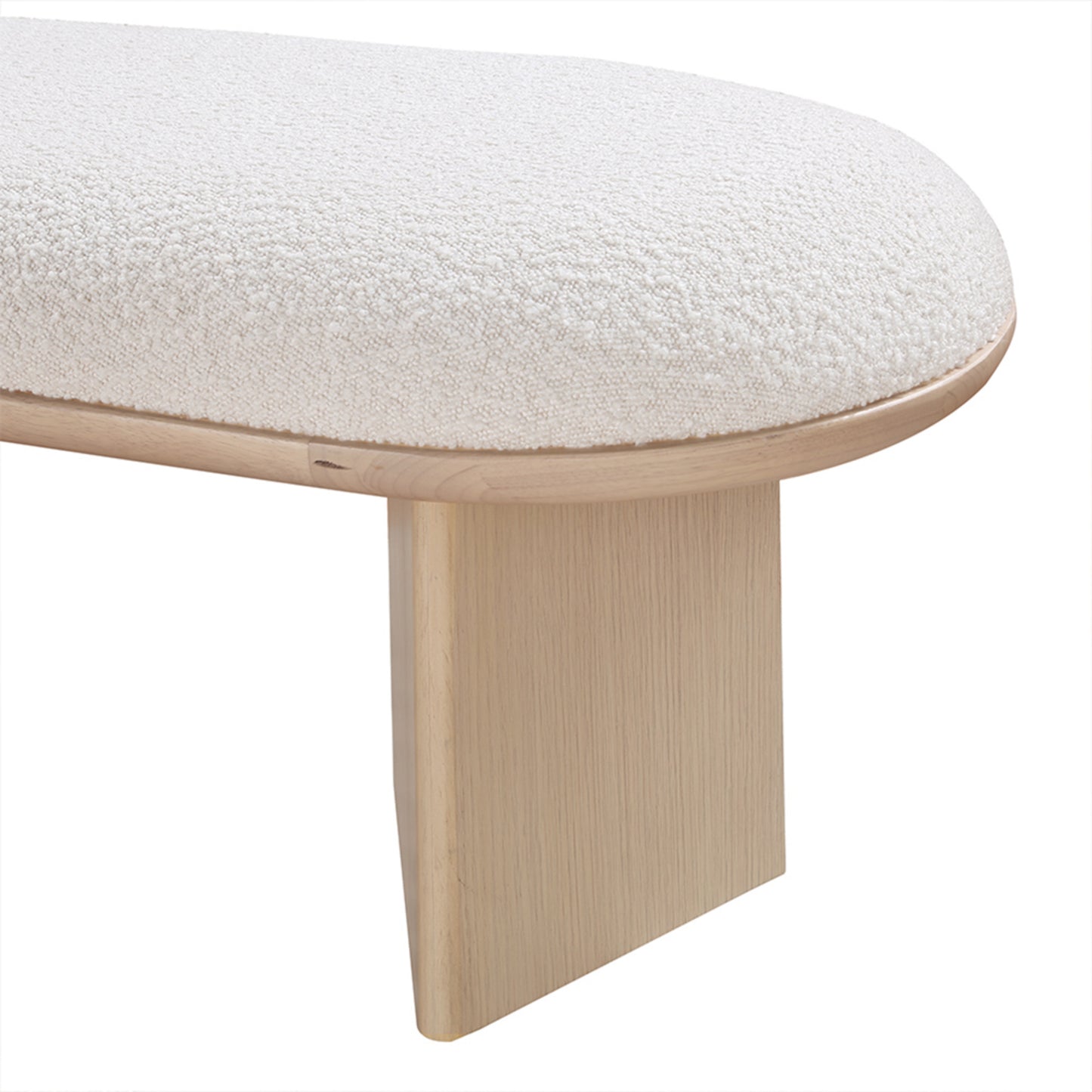 stryker cream boucle fabric bench cream