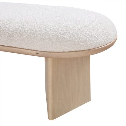 Petal Cream Boucle Fabric Bench