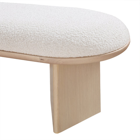 Petal Cream Boucle Fabric Bench
