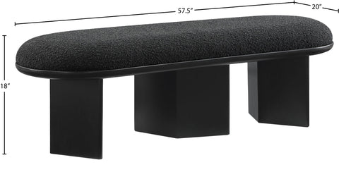 Linden Black Boucle Fabric Upholstered Bench, 1 Piece (Style 2)