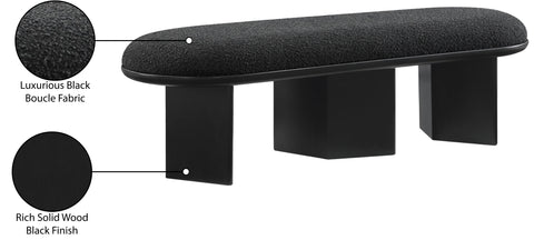 Linden Black Boucle Fabric Upholstered Bench, 1 Piece (Style 2)