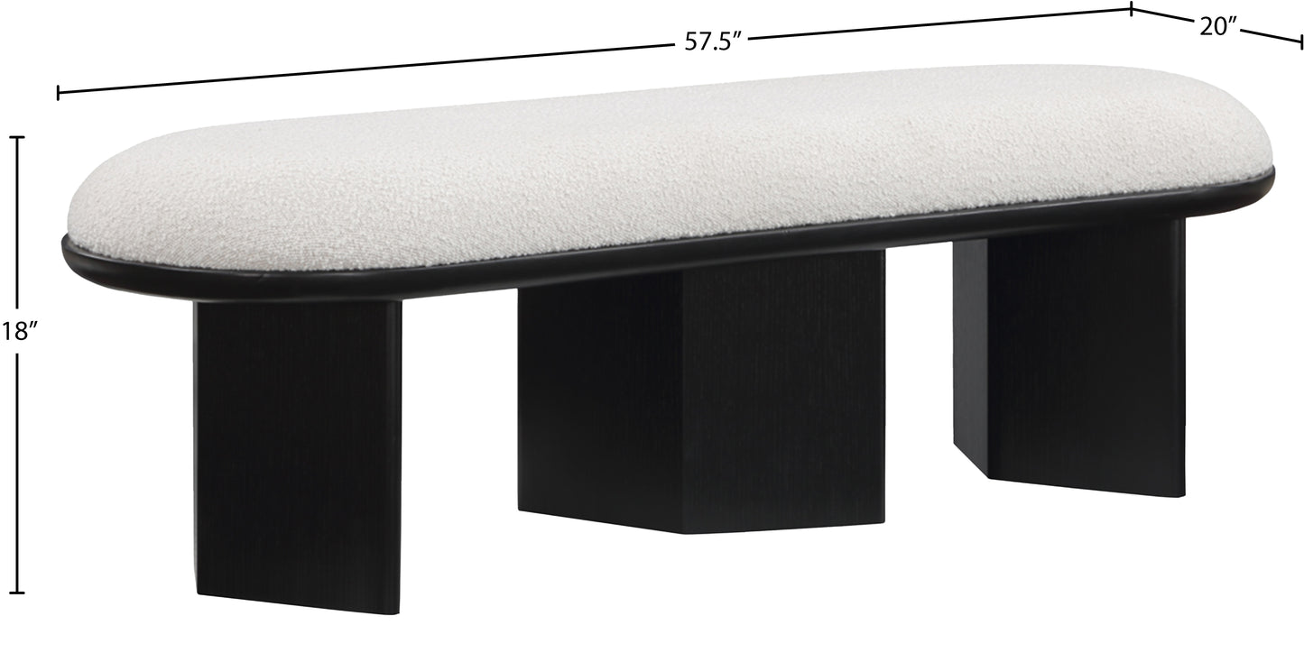 petal cream boucle fabric bench