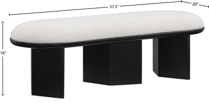 Petal Cream Boucle Fabric Bench