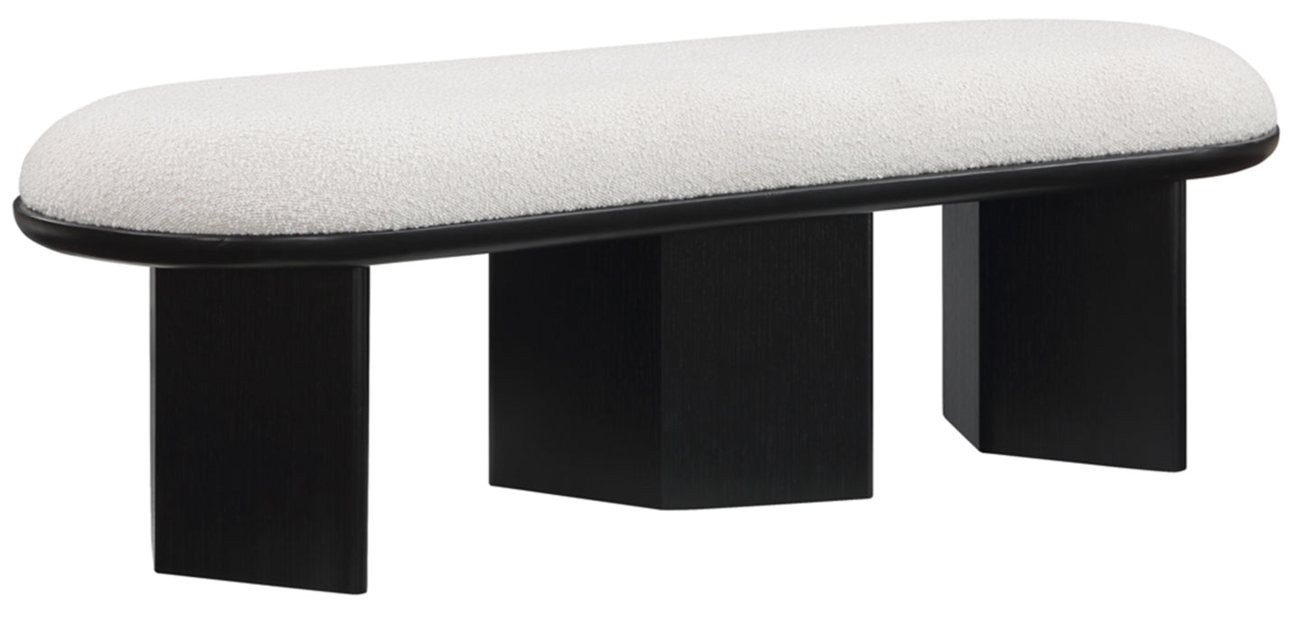 petal cream boucle fabric bench