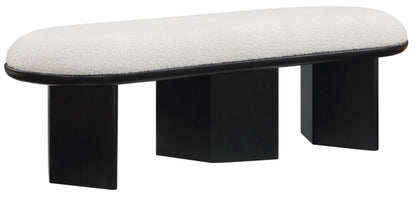 Petal Cream Boucle Fabric Bench