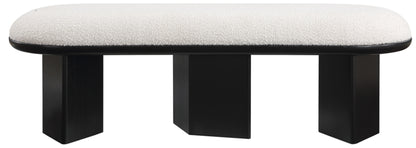 Petal Cream Boucle Fabric Bench