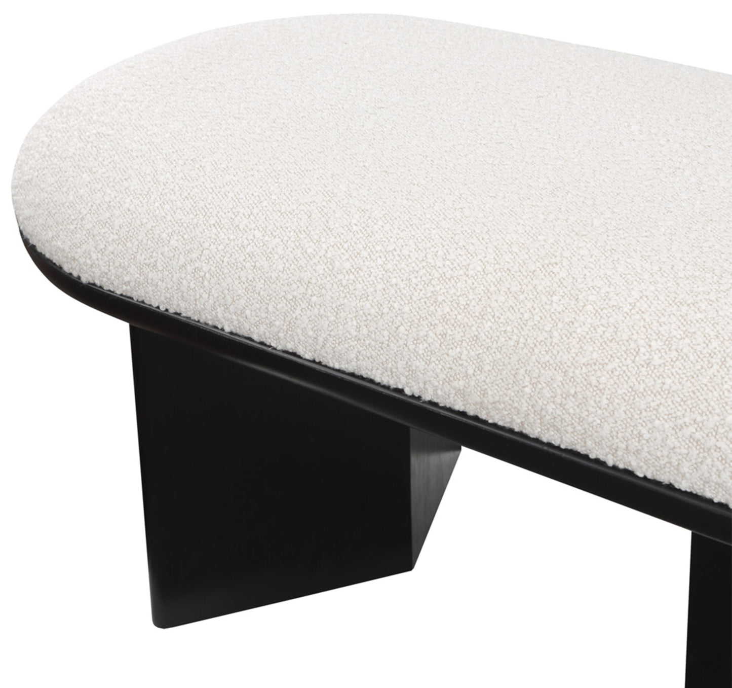 petal cream boucle fabric bench