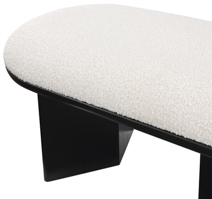 Petal Cream Boucle Fabric Bench